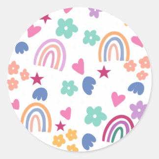 Cute Rainbow Classic Round Sticker
