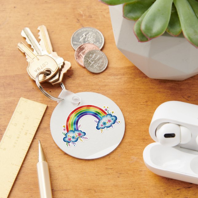 Cute Rainbow Cloud Keychain | Colorful Aesthetic G (Desk)