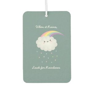 Cute Rainbow Cloud Rain Inspirational Quote Saying Car Air Freshener