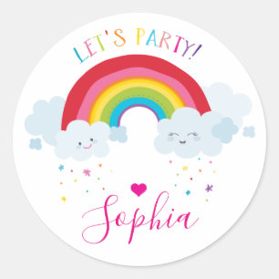 CUTE RAINBOW CLOUDS kawaii illustration Classic Round Sticker