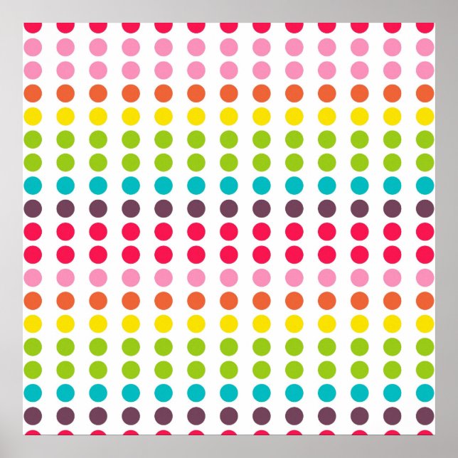 Cute Rainbow Colored Polka Dots Poster (Front)
