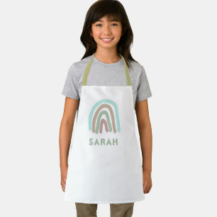 Cute Rainbow Colourful Kids Name Apron