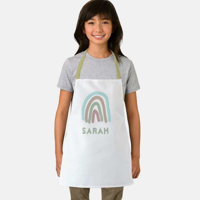 Cute Rainbow Colourful Kids Name  Apron (Insitu)