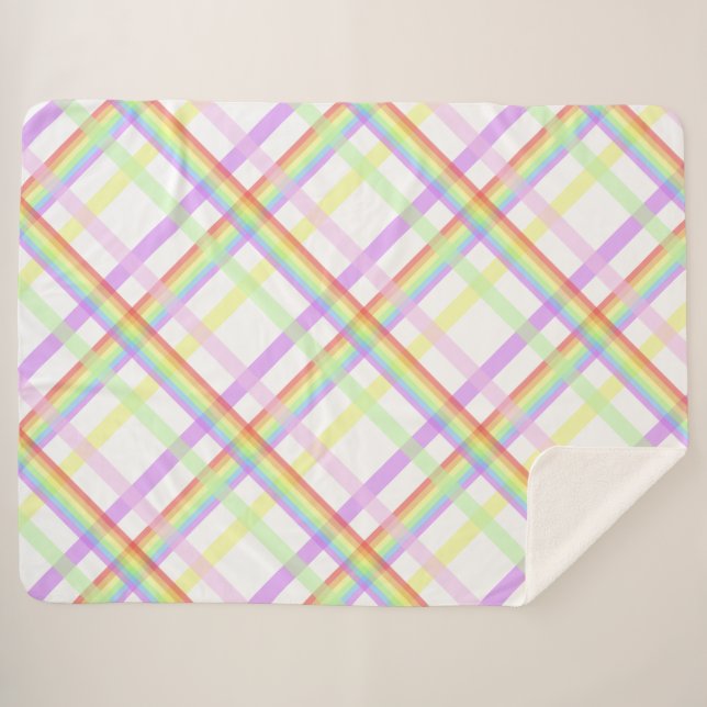 Cute Rainbow Colourful Tartan  Sherpa Blanket (Front (Horizontal))
