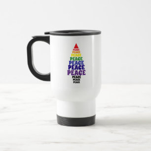 Cute Rainbow colours Christmas Peace Tree Add Text Travel Mug