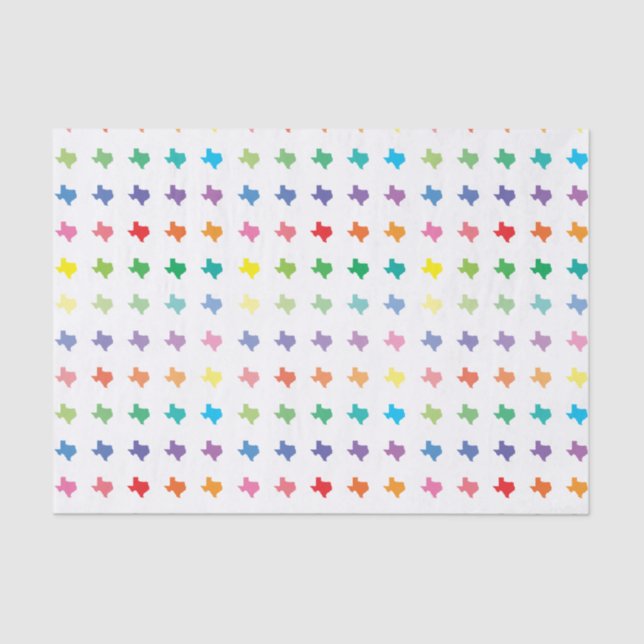Cute Rainbow Colours Map of Texas Tissue Paper (Front)