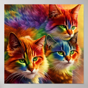 Cute rainbow Colours   Rainbow Cat Poster