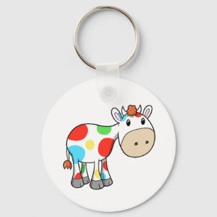 Cute Rainbow Cow Key Chain