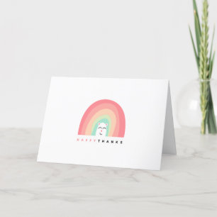 Cute Rainbow Critter Happy Thanks Personalized Thank You Card