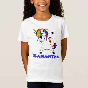Cute Rainbow Dabbing Unicorn Personalised T-Shirt