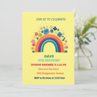 Cute Rainbow Design Birthday Invitation Card