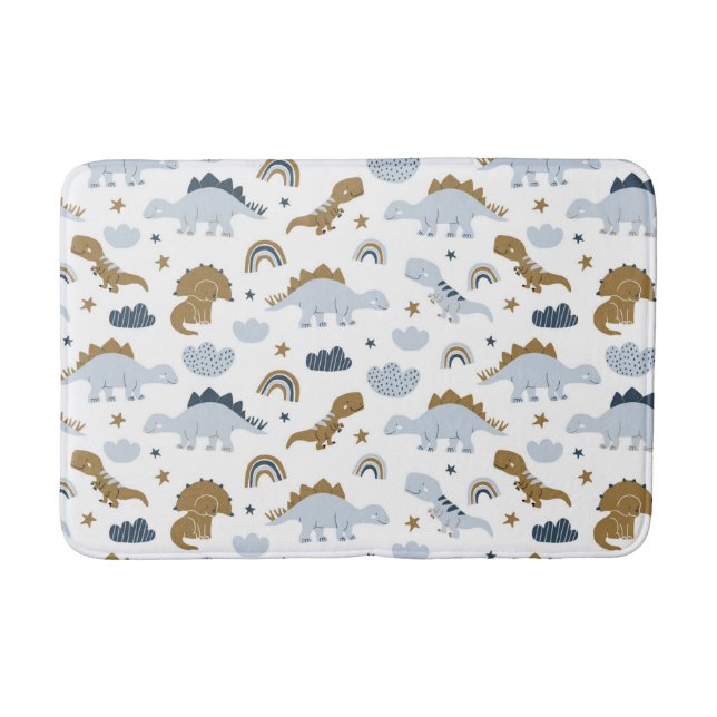 Cute Rainbow Dinosaur Pattern Bath Mat (Front)