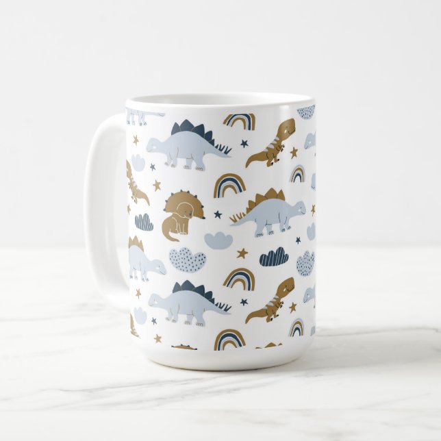 Cute Rainbow Dinosaur Pattern Coffee Mug (Front Left)