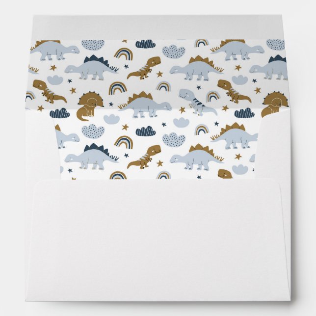 Cute Rainbow Dinosaur Pattern Envelope (Back (Bottom))