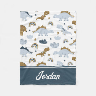 Cute Rainbow Dinosaur Pattern Fleece Blanket