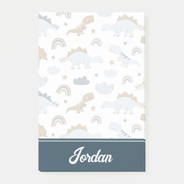 Cute Rainbow Dinosaur Pattern Post-it Notes (Front)