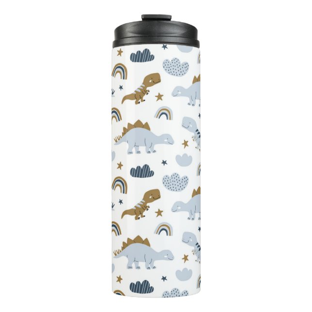 Cute Rainbow Dinosaur Pattern Thermal Tumbler (Front)