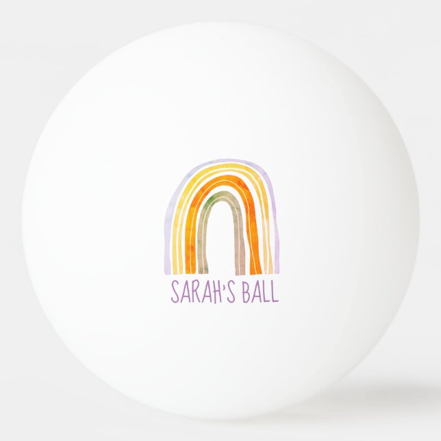 Cute rainbow drawing custom girl's ping pong ball (Front)
