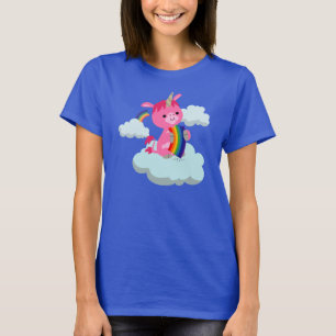 Cute Rainbow-Eating Cartoon Unicorn Women T-Shirt