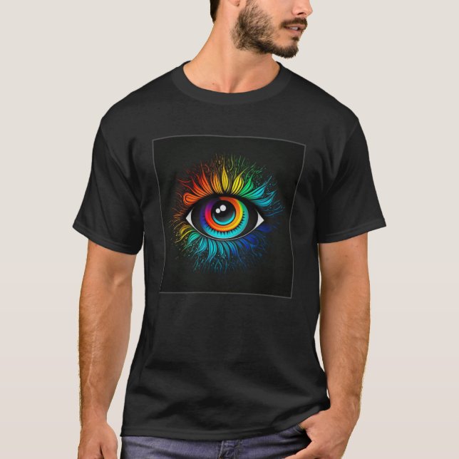 Cute Rainbow Eye Illustration Colourful Tears Uniq T-Shirt (Front)