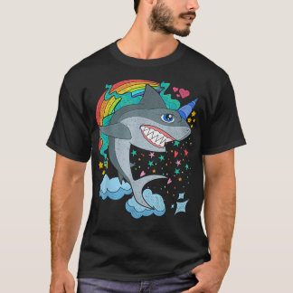 Cute Rainbow Fantasy Ocean Animal Sharkicorn Shark T-Shirt