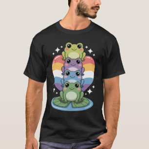 Cute Rainbow Frog Stack – Kawaii Pride Frog T-Shirt