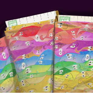Cute Rainbow Funny Face Blob Monsters Fabric