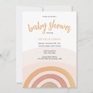 Cute Rainbow Gender Neutral Watercolor Invitation