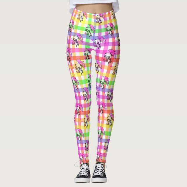 Cute Rainbow Gingham Leggings (Front)