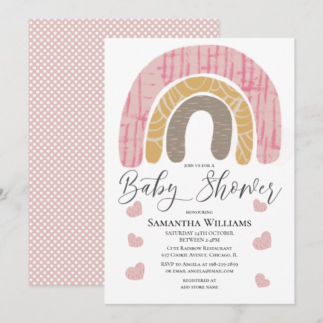 Cute Rainbow girl Baby Shower  Invitation (Front/Back)