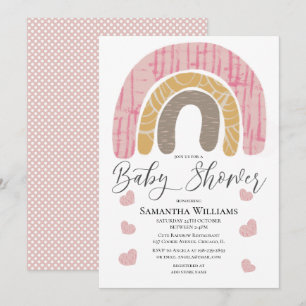 Cute Rainbow girl Baby Shower  Invitation