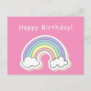 Cute Rainbow - Girls Birthday Postcard