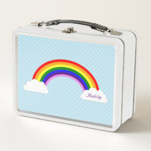 Cute Rainbow Girls Personalised Metal Lunch Box