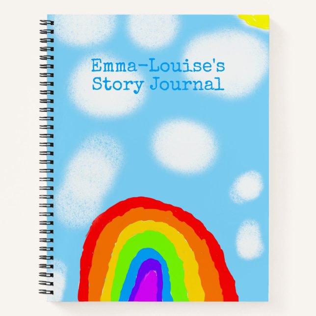 Cute Rainbow Girl's Write & Draw Story Journal (Front)
