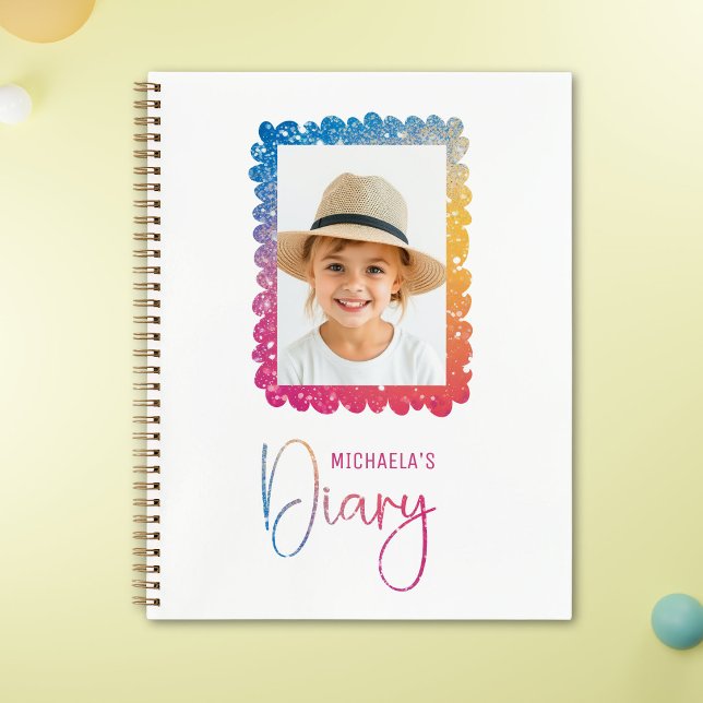 Cute Rainbow Glitter Girl Photo Frame Diary Notebook (Creator Uploaded)