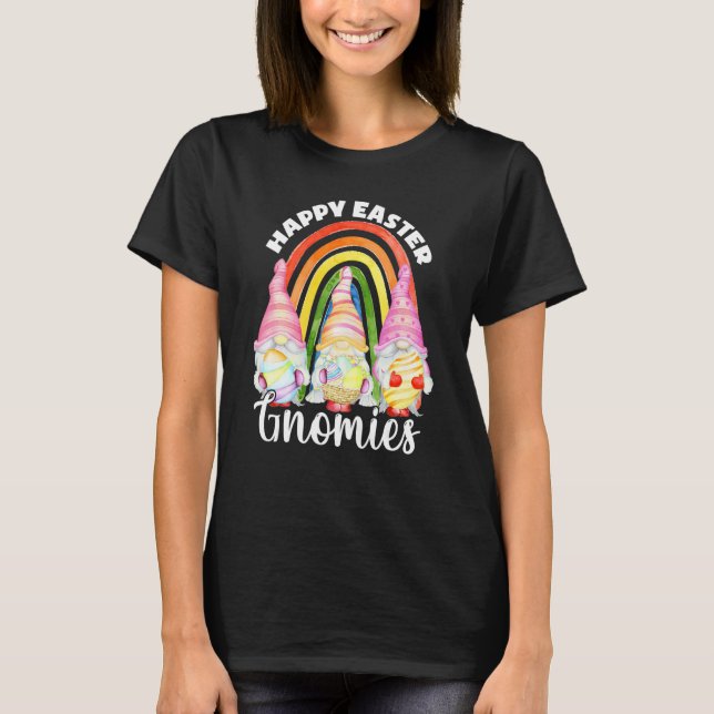 Cute Rainbow Gnome Easter Bunny Gnomes Eggs T-Shirt (Front)