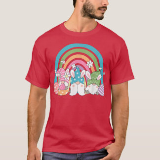 Cute Rainbow Gnome Easter Day Bunny Egg Spring Wom T-Shirt