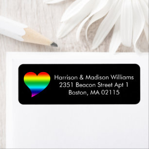 Cute rainbow gradient pride heart black Address