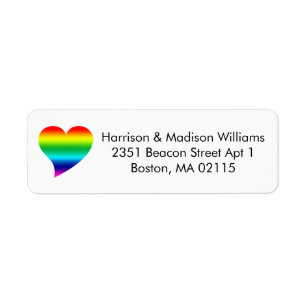 Cute rainbow gradient pride heart Return Address
