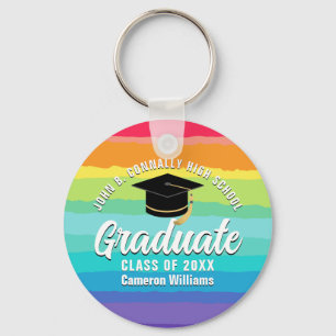 Cute Rainbow Graduate Custom Graduation Gift Key Ring