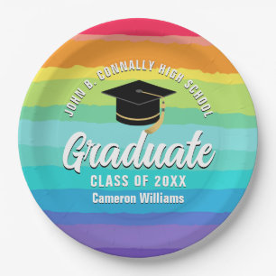Cute Rainbow Graduate LGBTQ Graduation Party Paper Plate