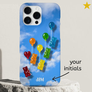 Cute Rainbow Gummy Bear Balloon Custom Name  iPhone 16 Pro Max Case