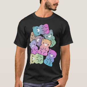 Cute Rainbow Gummy Bear Design Kawaii Aesthetic Te T-Shirt