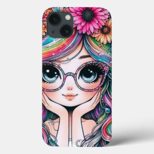 Cute Rainbow Hair Chibi Girl Phone Case