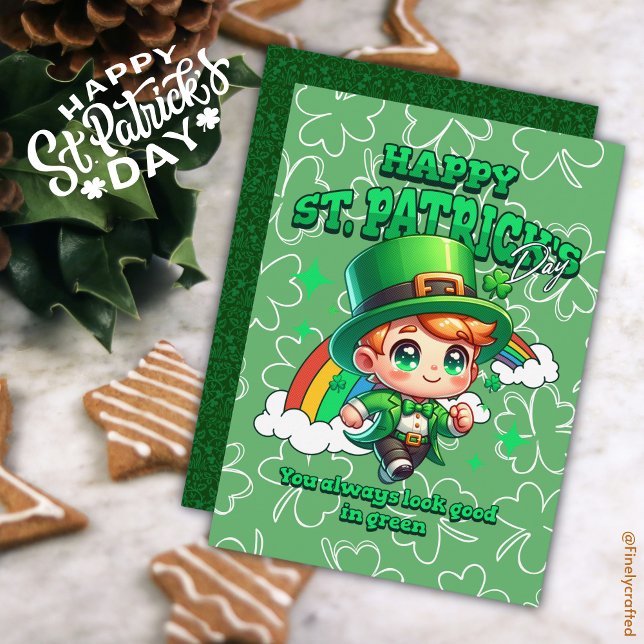 Cute Rainbow Happy St. Patrick's Day Celtic  Holiday Card (Creator Uploaded)