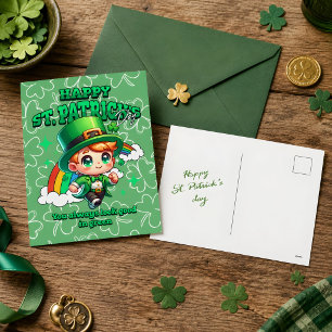 Cute Rainbow Happy St. Patrick's Day Celtic  Holiday Postcard