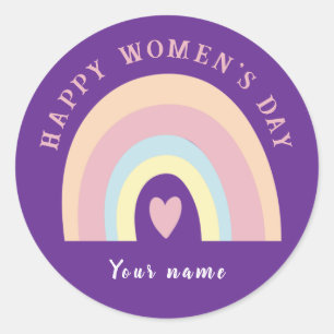 Cute rainbow Happy women's day custom Classic Round Sticker
