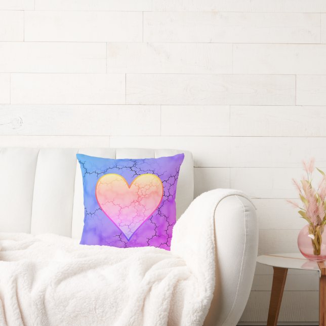 Cute Rainbow Heart Marble Cushion (Couch)