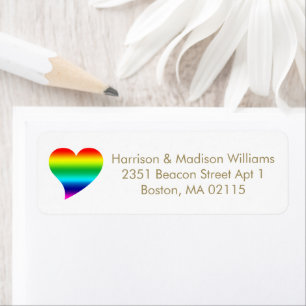 Cute rainbow heart pride custom Return Address