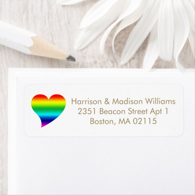 Cute rainbow heart pride custom Return Address (Insitu)